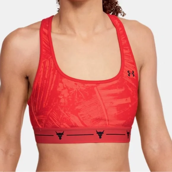 Under Armour Women's Project Rock Armour Mid Crossback Printed Sports Bra - Picture 1 of 3